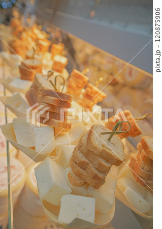 close-up of Snack Display of Cheese and tosts close-up of Snack Display of Cheese and tosts 120875906
