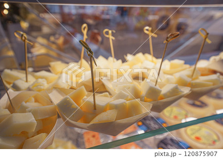 Take away portions with Cheese blocks Take away portions with Cheese blocks 120875907