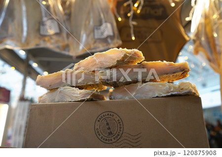 Portuguese Culinary Heritage Cod on the market stall Portuguese Culinary Heritage Cod on the market stall 120875908