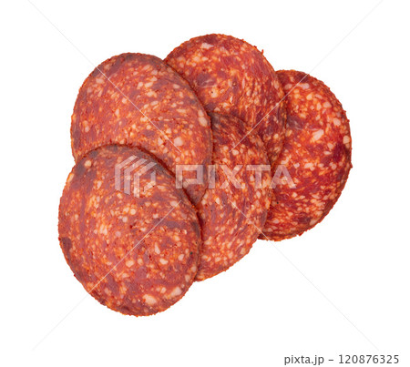 peppered salami sausage isolated 120876325