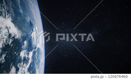 Amazing starry space with beautiful blue planet earth. Stratosphere and planet Earth 120876460