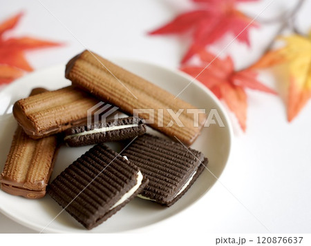 紅葉の葉に囲まれたクッキー 120876637
