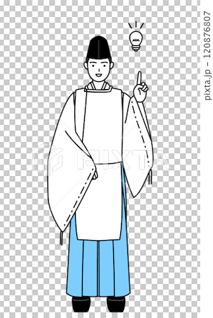 提出這個想法的神社的祭司，身穿烏賊和卡里吉 120876807