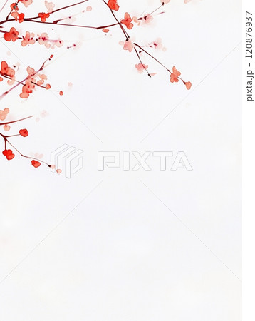 新春を祝う梅の花のポストカード背景 新春を祝う梅の花のポストカード背景 120876937