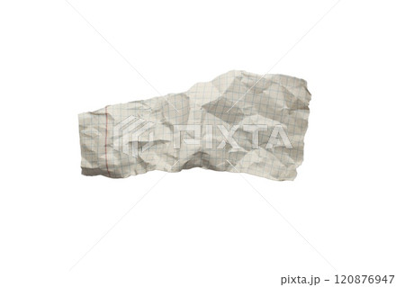 Wrinkled or crumpled checkered white paper texture used as a white paper background texture in design Wrinkled or crumpled checkered white paper texture used as a white paper background texture in design 120876947