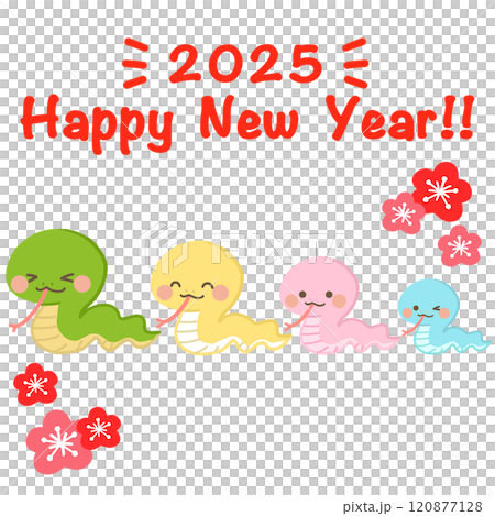 蛇年賀年片材質-四隻可愛的蛇-無線條 120877128