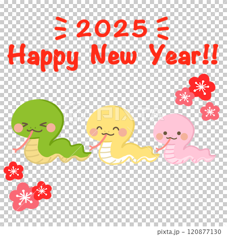 蛇年賀年卡素材-三隻可愛的蛇不排隊 120877130