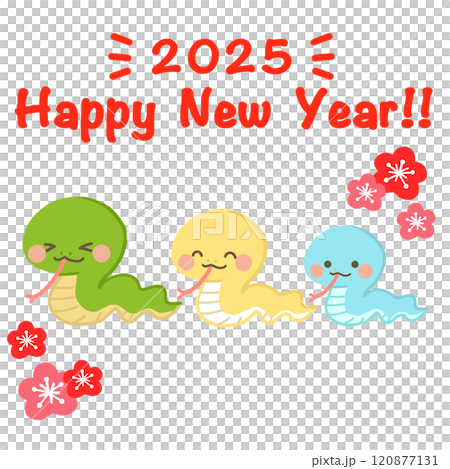 蛇年賀年卡素材-三隻可愛的蛇不排隊 蛇年賀年卡素材-三隻可愛的蛇不排隊 120877131