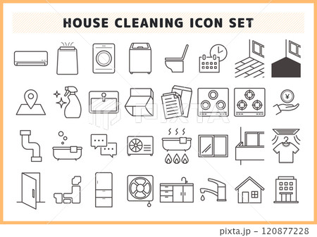 ハウスクリーニング・家関連のアイコン素材セット 120877228