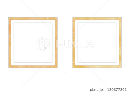 茶系の正方形の額縁が2つ横に並んだイラスト 120877261