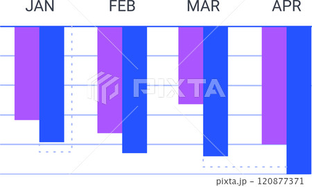 Colorful bar charts represent statistical trends and timeline data for business infographics, visualizing performance metrics over four months, from january to april 120877371