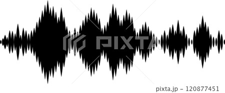 Black sound waves are visualizing digital audio signal, radio signal frequency, and music wave on white background, creating a tune equalizer vector set Black sound waves are visualizing digital audio signal, radio signal frequency, and music wave on white background, creating a tune equalizer vector set 120877451