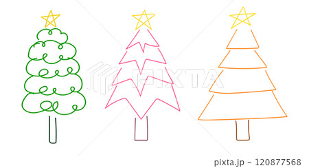 Abstract Christmas tree cartoon doodle hand drawn with different shapes for illustration and element 120877568