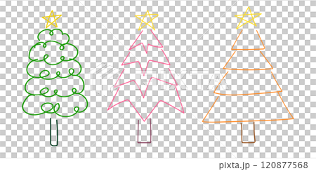 Abstract Christmas tree cartoon doodle hand drawn with different shapes for illustration and element 120877568