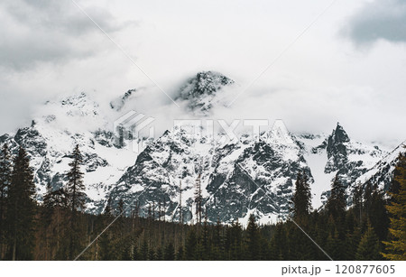 Mountain peaks near Morskie Oko Lake in Poland at Winter. Tatras range 120877605