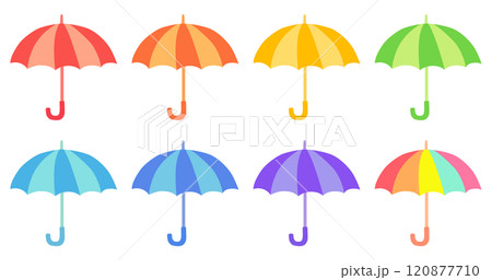 カラフルな傘のイラストセット ベクター素材 カラフルな傘のイラストセット ベクター素材 120877710