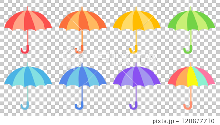 カラフルな傘のイラストセット ベクター素材 カラフルな傘のイラストセット ベクター素材 120877710