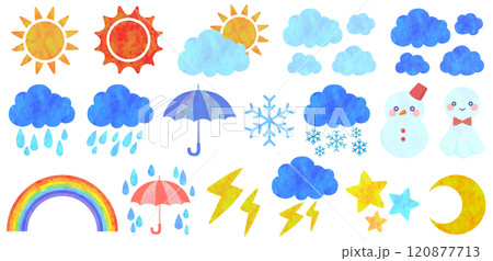 天気のイラスト素材セット ベクター 天気のイラスト素材セット ベクター 120877713
