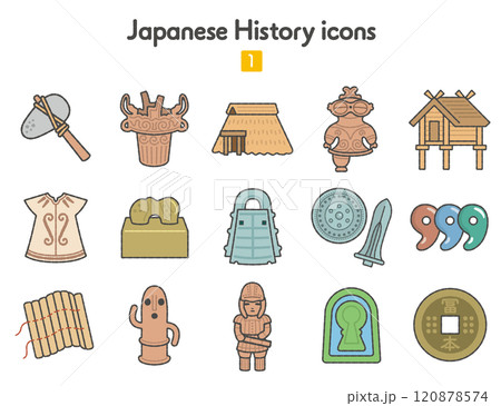 日本史アイコン1〜原始時代カラー 120878574