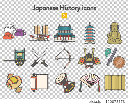 日本歷史圖示 2 古代到中世紀的顏色 120878578