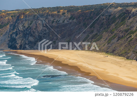 view of the beach Praia do Medo da Fonte Santa on the western part of Algarve, Portugal view of the beach Praia do Medo da Fonte Santa on the western part of Algarve, Portugal 120879226