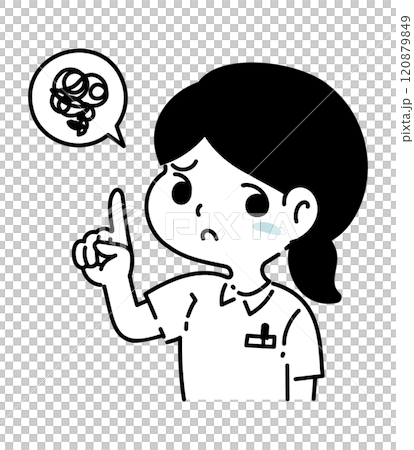 Illustration of a worried female nurse Illustration of a worried female nurse 120879849