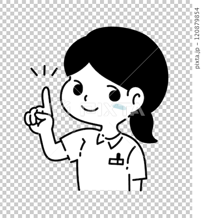 Illustration of a female nurse pointing Illustration of a female nurse pointing 120879854