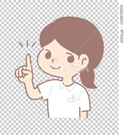 女護士舉起食指的插圖 120879855