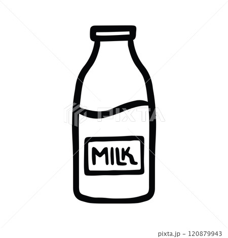 Milk Carton Jug or Bottle Jar Icon Hand Drawn Black and White-Thick Lines SVG 120879943