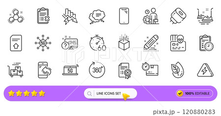 Saving electricity, Cardboard box and Inspect line icons for web app. Pack of Cyber attack, Timer, Delivery cart pictogram icons. Augmented reality, Incoming call, Exam time signs. Search bar. Vector Saving electricity, Cardboard box and Inspect line icons for web app. Pack of Cyber attack, Timer, Delivery cart pictogram icons. Augmented reality, Incoming call, Exam time signs. Search bar. Vector 120880283