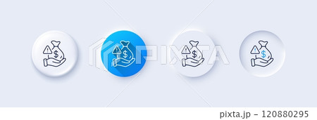 Bribe line icon. Neumorphic, Blue gradient, 3d pin buttons. Money fraud crime sign. Cash scam symbol. Line icons. Neumorphic buttons with outline signs. Vector Bribe line icon. Neumorphic, Blue gradient, 3d pin buttons. Money fraud crime sign. Cash scam symbol. Line icons. Neumorphic buttons with outline signs. Vector 120880295