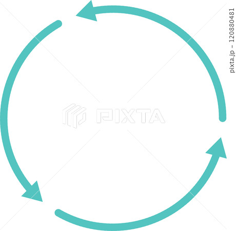水色のシンプルなサイクル図アイコン 120880481