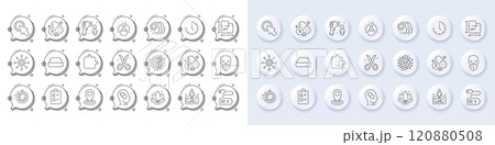 Electronic thermometer, Puzzle and Battery line icons. White pin 3d buttons, chat bubbles icons. Pack of Mini pc, Checklist, Coronavirus icon. Floor plan, Augmented reality, Scissors pictogram. Vector Electronic thermometer, Puzzle and Battery line icons. White pin 3d buttons, chat bubbles icons. Pack of Mini pc, Checklist, Coronavirus icon. Floor plan, Augmented reality, Scissors pictogram. Vector 120880508