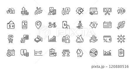 Cashback, Budget accounting and Difficult stress line icons pack. AI, Question and Answer, Map pin icons. Loyalty points, Column diagram, Inflation web icon. Vector Cashback, Budget accounting and Difficult stress line icons pack. AI, Question and Answer, Map pin icons. Loyalty points, Column diagram, Inflation web icon. Vector 120880516