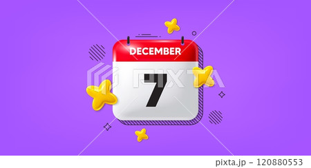 Calendar date of December 3d icon. 7th day of the month icon. Event schedule date. Meeting appointment time. 7th day of December. Calendar month date banner. Day or Monthly page. Vector Calendar date of December 3d icon. 7th day of the month icon. Event schedule date. Meeting appointment time. 7th day of December. Calendar month date banner. Day or Monthly page. Vector 120880553