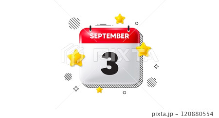 Calendar date of September 3d icon. 3rd day of the month icon. Event schedule date. Meeting appointment time. 3rd day of September. Calendar month date banner. Day or Monthly page. Vector Calendar date of September 3d icon. 3rd day of the month icon. Event schedule date. Meeting appointment time. 3rd day of September. Calendar month date banner. Day or Monthly page. Vector 120880554