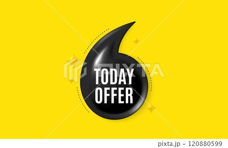 Offer 3d quotation banner. Today offer tag. Special sale price sign. Advertising discounts symbol. Today offer quote message. Quotation comma yellow banner. Vector 120880599