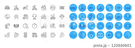Fitness water, Juice and Victory line icons pack. Dumbbell, Leadership, Hook web icon. Arena, Fish, Delivery bike pictogram. Best rank, Sports arena, Timer. Mountain bike, Quiz, Cyclist. Vector Fitness water, Juice and Victory line icons pack. Dumbbell, Leadership, Hook web icon. Arena, Fish, Delivery bike pictogram. Best rank, Sports arena, Timer. Mountain bike, Quiz, Cyclist. Vector 120880601