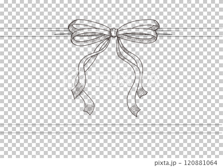 Line drawing set of ribbons. Hand drawn vector illustration. Vintage line art. 120881064