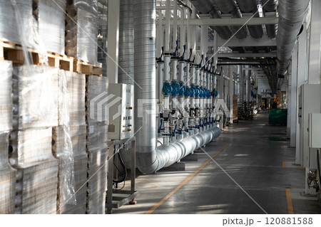 Passage between greenhouses with packaging storage and heating, water pipeline system and fuse box Passage between greenhouses with packaging storage and heating, water pipeline system and fuse box 120881588