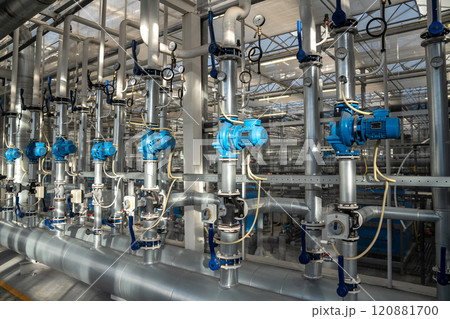 Heating and water supply system for hothouse. Pipes with manometer regulating temperature, pressure 120881700