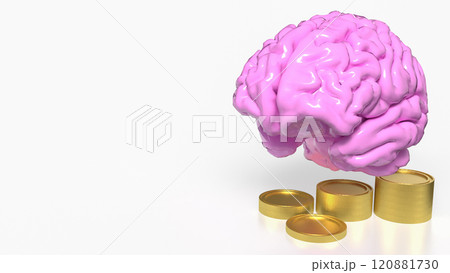 The Brain and coins for Business concept 3d rendering. The Brain and coins for Business concept 3d rendering. 120881730