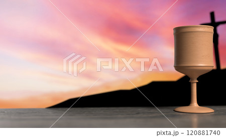 The Holy grail and cross for religious concept 3d rendering. 120881740