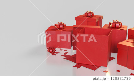 The Red gift box for celebration or holiday concept 3d rendering. The Red gift box for celebration or holiday concept 3d rendering. 120881759