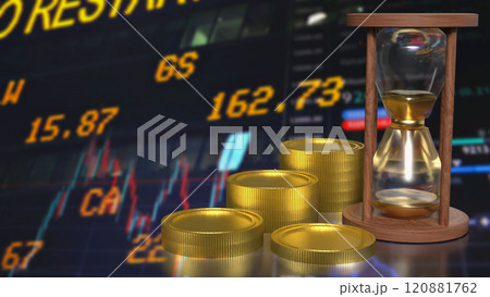 The Sand clock and coins for Business concept 3d rendering. 120881762