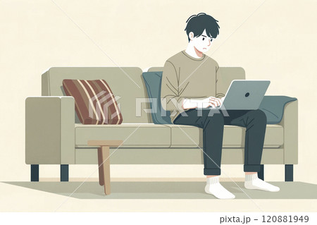 男性パソコン作業 画像素材