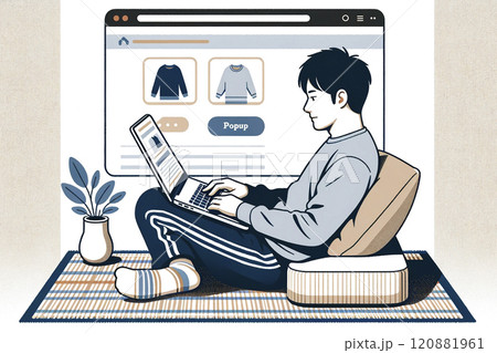 男性パソコン作業 画像素材