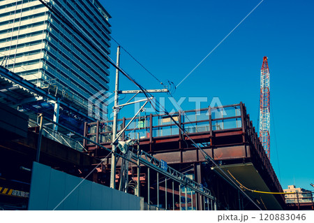 鉄道の高架化工事 東京都 東村山駅周辺 2024.11　c-3 暖色寒色強調 120883046