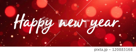 Colorful lights and sparkling decorations fill the atmosphere as people celebrate the New Year with joy, laughter, and a sense of hope for the year ahead amidst a vibrant backdrop. 120883168