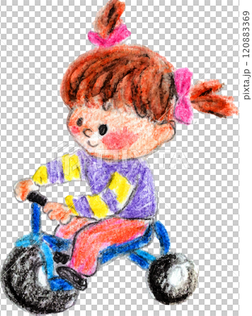 Hand-drawn girl riding a tricycle 120883369